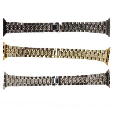 Imagem de Kit 3 Pulseiras Smartwatch Pedra Strass Smartband Aço 3 Elos