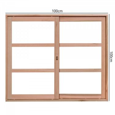 Imagem de Janela com Caixilhos de Correr 100x100cm Natural