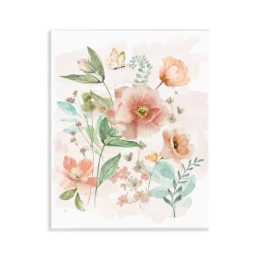 Imagem de Stupell Industries Design artístico de placa de parede rosa selvagem flores primavera por Nan, 11 x 14