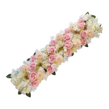 Imagem de shamjina Painel de flores em arco, decoração de mesa de fundo, flores citadas na estrada, arranjo de flores, painel floral realista para festa de casamento, Rosa