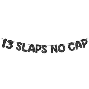 Imagem de Fulmoon Pré amarrado 13 tapas sem tampa banner glitter decorações de aniversário de 13 anos para adolescentes de 13 anos sinal de aniversário suprimentos de lembrancinhas (preto)