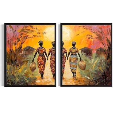 Imagem de Impressão de pôster africano de Uganda, arte de parede de paisagem rural da África, arte patrimonial, cultura e viagem, arte vintage, decoração de sala de estar e banheiro AA1 (arte africana de Uganda