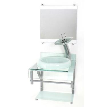 Imagem de Gabinete de vidro 40cm para banheiro curvado duplo pc cuba chapéu com 