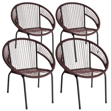 Imagem de Kit 4 Cadeira de Área Eclipse Tramado Fibra Sintética e Aço - Acesse M