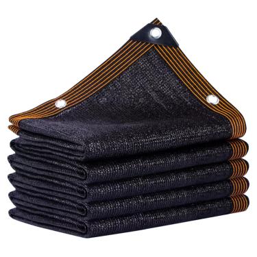 Imagem de Pano de sombra preto, lona de malha 90% durável com ilhós, tela de sombra de jardim resistente de 6 x 5 m, sombreamento anticongelante para plantas de estufa de pérgola, cobertura de sombra de