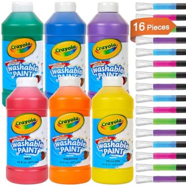 Imagem de Tinta lavável para crianças, conjunto de pintura infantil com 6 cores com pincéis, tintas de dedo não tóxicas em massa 473 ml cada, conjunto de pintura infantil para sala de aula para crianças