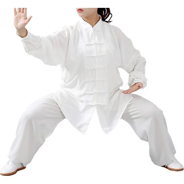 Imagem de Roupa De Tai Chi Em Algodão E Linho Unissex Roupas De Artes Marciais Fantasia De Kung Fu Para Homem E Mulher, White/Long Sleeve, S