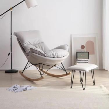 Imagem de Cadeira De Balanço Sala De Estar Cadeira De Balanço Pátio Externo Cadeira De Balanço Com Apoio Para Os Pés Tecido Resistente à água Para Varanda Jard, Light Grey, One Size