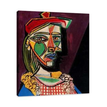 Imagem de LKXGRRSFG Estampa em tela xadrez Pablo Picasso Cubismo – Reprodução profissional Arte Moderna 39,9 x 48 cm