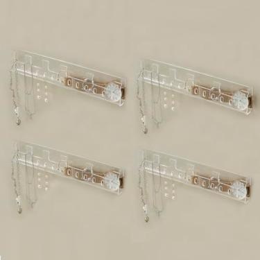 Imagem de FFK Organizador de colar, porta-joias, pulseiras, brincos, chave, organizador de cabide autoadesivo de parede, acrílico para armário, fácil de pendurar para tachas, pulseira pendurada, 4 pacotes