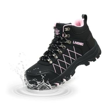 Imagem de LANSNBO Botas Impermeáveis Com Biqueira De Aço Para Mulheres, Calçados Trabalho Largos E Antiderrapantes, Tênis Segurança Leves Resistentes, Compostos Construção Indestrutível (Hei Fen-W-40)