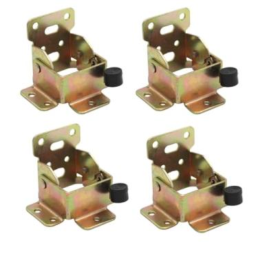 Imagem de 4 peças de suporte dobrável 90° dobradiças de travamento automático, ferragens dobráveis com freio dianteiro, suporte de perna de mesa retrátil, suporte de prateleira de mesa dobrável para bancada de