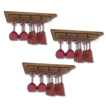 Imagem de Conjunto 3 Suportes Em Aço para Taças de Vinho ou Champanhe acomoda 36 Taças para Armário de Cozinha e Bar