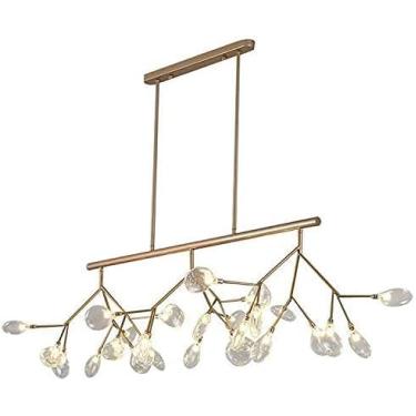 Imagem de Lustre Sputnik Nordic Branch, Lustres Retangulares Contemporâneos Firefly Iluminação 27-luzes Vidro Transparente E Policromado Led G4 Iluminação Interna De Ilha Para Sala De, Golden, Warm White