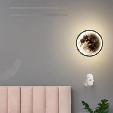 Imagem de Luz de parede LED lua astronauta lâmpada de parede regulável com controle remoto arandela de parede acrílico alumínio sala de estar quarto casa bar sala de jogos dormitório restaurante 3000K-6500K (A)