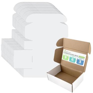 Imagem de Golden State Art Caixas De Remessa Brancas 9X6X3, Papelão Ondulado Duráveis Para Pequenas Empresas, Embalagem Presente, Pacote Com 26