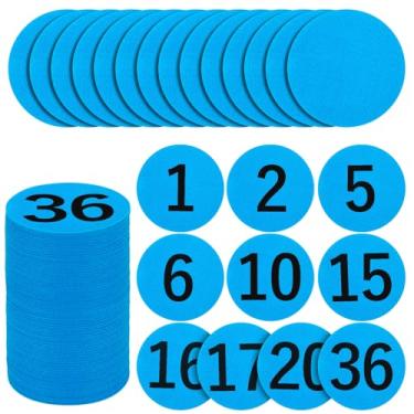 Imagem de 50 peças de marcadores de pontos de carpete com números para sala de aula infantil, marcadores de carpete IKAYAS círculos para professores de ensino fundamental, número 1-36 e 14 peças de pontos de