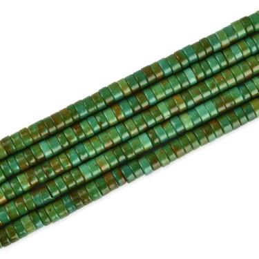 Imagem de 170 peças 4 x 2 mm Verde Turquesa Heishi Disc Rondelle Espaçador Pedra Natural Pedras Preciosas Semipreciosas Contas Soltas para Fazer Joias 38 cm
