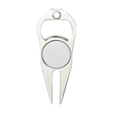 Imagem de kowaku Reparo de marcas de campo de garfo de golfe, dispositivo de reparo de marcas de campo de garfo de golfe resistente à ferrugem, ferramenta de marcação, Prata