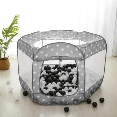 Imagem de Tenda De Brincar Cinza De 6 Lados Para Crianças, Piscina De Bolas, Int