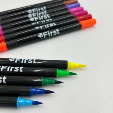 Imagem de Conjunto canetinha colorida de plastico c/ 2 pontas c/ 12 pcs - First 