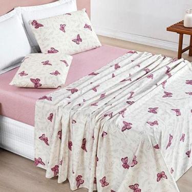 Imagem de Jogo De Lençol Casal Padrão Avere 200 Fios Estampado 4 Peças Cor Borbo