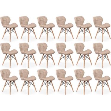 Imagem de Kit 18 Cadeiras De Jantar Charles Eames Slim Wood Estofada - Nude