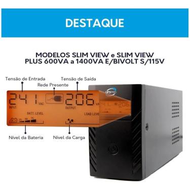 Imagem de NoBreack UPS Slim View 800VA BI-Volt S/120v 4 Tomadas