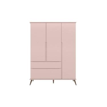 Imagem de Guarda Roupa Infantil Bebê Retrô Melinda 2 Gavetas 3 Portas Rosê