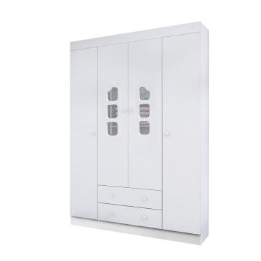 Imagem de Guarda Roupa Infantil Bebê Lívia 2 Gavetas 4 Portas Branco