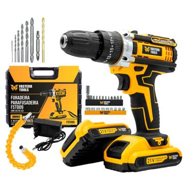 Imagem de Parafusadeira Furadeira de Impacto 3/8&quot;  21V e 33 Acessórios com Maleta FASTERR - FST009