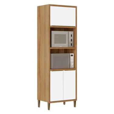 Imagem de Armário Paneleiro Torre Quente Duplo Forno Paola 2003708 Carvalho Dakar Branco Brilho - Aramóveis