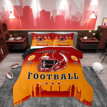Imagem de Erosebridal Jogo de cama de futebol americano, jogo de rúgbi, jogos de rúgbi, edredom de bola de futebol americano, esportes competitivos, edredom solteiro para crianças e adolescentes adultos (Tampa