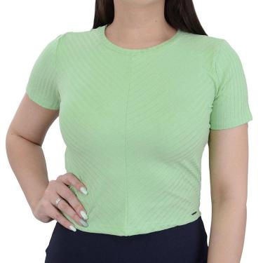 Imagem de Blusa Feminina Lunender Canelada Cropped Verde - 0046-Feminino