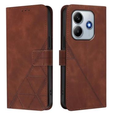 Imagem de Asdsinfor Capa flip para Redmi Note 14 4G couro sintético carteira coldre com suporte para cartões fecho magnético à prova de choque capa protetora para Xiaomi Redmi Note 14 4G. Marrom YBS
