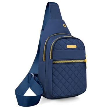 Imagem de Aisijimo Bolsa tiracolo pequena para mulheres e homens, mochila tiracolo casual, Azul-8002, Mochilas Sling