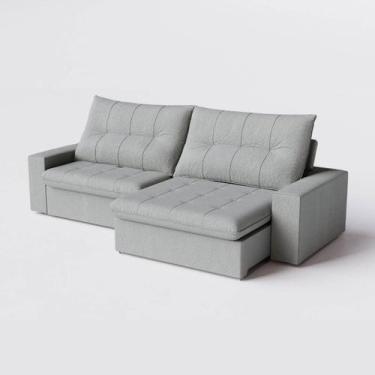 Imagem de Sofá Toronto Retrátil e Reclinável 2,70m em Bouclé Texturizado Cinza -