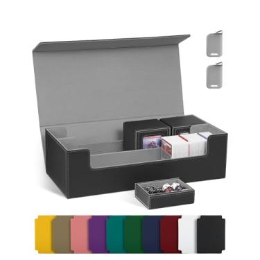 Imagem de banloga Card Storage Box for Trading Cards 2200+ Unsleevedcards MTG Deck Box, Commander Card Deck Case Fits for MTG, YugiOh, TCG, PTG and Sport Cards (Black&Gray)