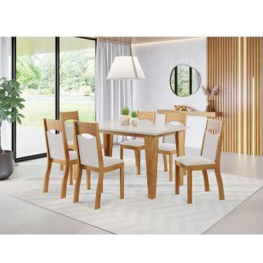 Imagem de Mesa de Jantar Retangular Vitto Com 6 Cadeiras Pietra Cobre/Blonde/Marfim - Casa Giulia
