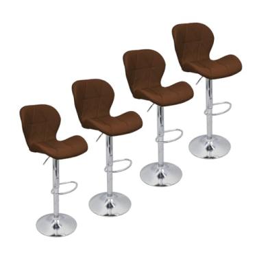 Imagem de Kit 4 Banquetas Slim Estofada Giratória c/Regulagem(Marrom)