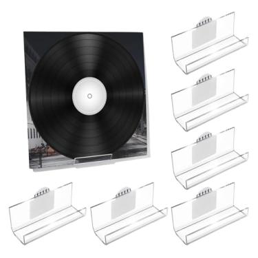 Imagem de Kalami Suporte de disco de vinil para parede, sem furadeira, estantes de acrílico autoadesivo, para capas de álbuns LP, fotos de livros de CD (6)