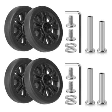 Imagem de Domiella 4 Peças De Rodas Reposição Para Bagagem, Diâmetro Externo 55 Mm, Rodízio Giratório, Kit Reparo Carrinho Mala Borracha