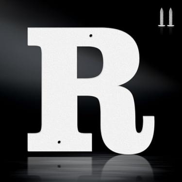 Imagem de Letras brancas à prova de ferrugem de 15 cm, números de endereço de metal resistente para casa, números 0-9 à prova de intempéries e letras de metal A-Z ao ar livre para porta, portão, caixa de