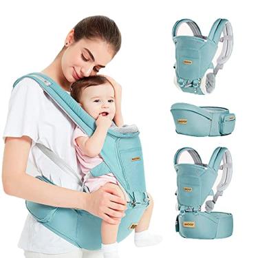 Imagem de Mochilas Canguru Ergonômico Bebê 12 Posições Com Assento 3 Em 1 (Azul Claro)