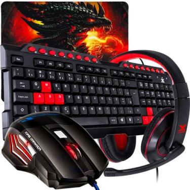 Imagem de Kit Com Headset Gamer com Microfone + Mouse Led 7 Cores 1600 Dpi Senso