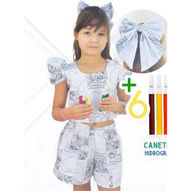 Imagem de Conjunto Infantil Livro de Colorir e Enfeite de Cabelo + Canetinha Hid