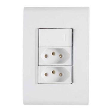 Imagem de Conjunto Interruptor Simples + 2 Tomadas 20a - Linha Liz - Tramontina