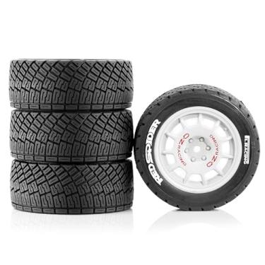Imagem de 1/10 1/8 RC On-Road Tires 78mm OD RC Rally Racing Tyres 12mm Hex Plastics Wheel Tires Set Fit for 1/10 RC On-Road HPI CEN M-Sport WRC XTS-f10 ﻿ (White)