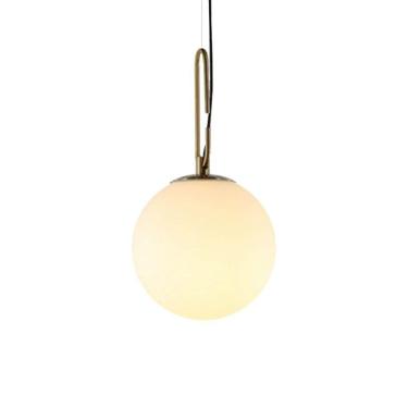 Imagem de Pendente Bola Vidro Opalino Metal Bronze Preto Moderno Alu90