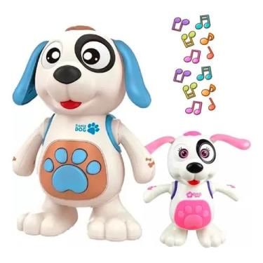 Imagem de Cachorro Robô Musical com Luz e Som | Brinquedo que Dança para Menino e Menina (Azul/Branco)